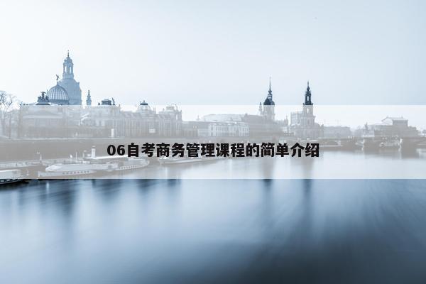 06自考商务管理课程的简单介绍