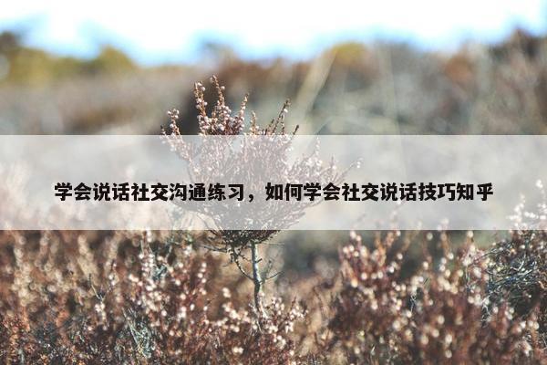 学会说话社交沟通练习，如何学会社交说话技巧知乎