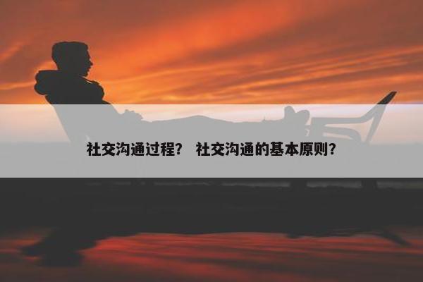 社交沟通过程？ 社交沟通的基本原则？