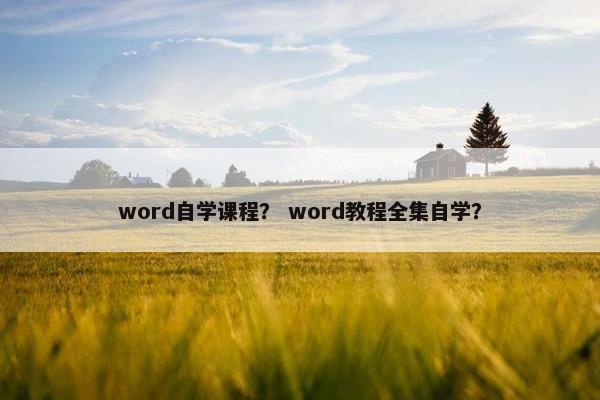 word自学课程？ word教程全集自学？
