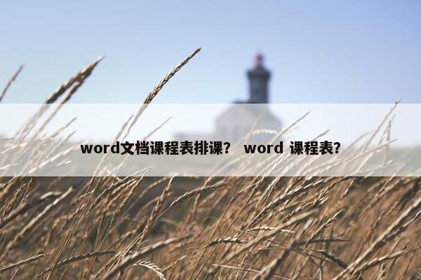 word文档课程表排课？ word 课程表？