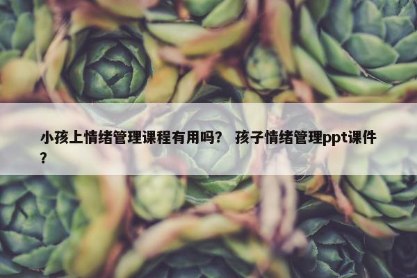 小孩上情绪管理课程有用吗？ 孩子情绪管理ppt课件？