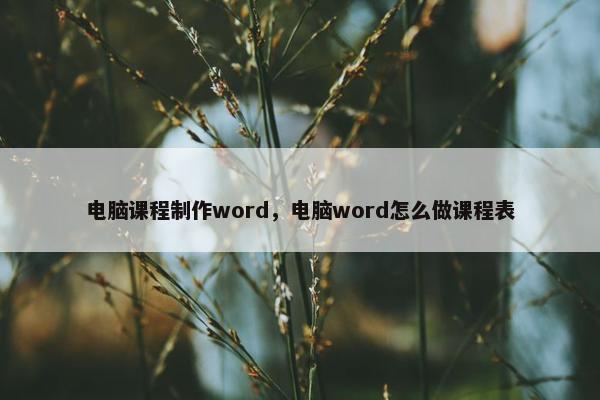 电脑课程制作word，电脑word怎么做课程表