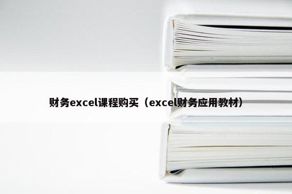 财务excel课程购买（excel财务应用教材）