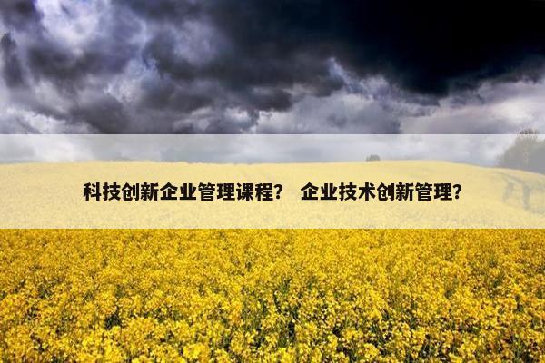 科技创新企业管理课程？ 企业技术创新管理？