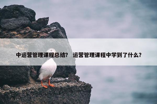 中运营管理课程总结？ 运营管理课程中学到了什么？