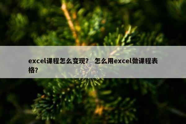 excel课程怎么变现？ 怎么用excel做课程表格？