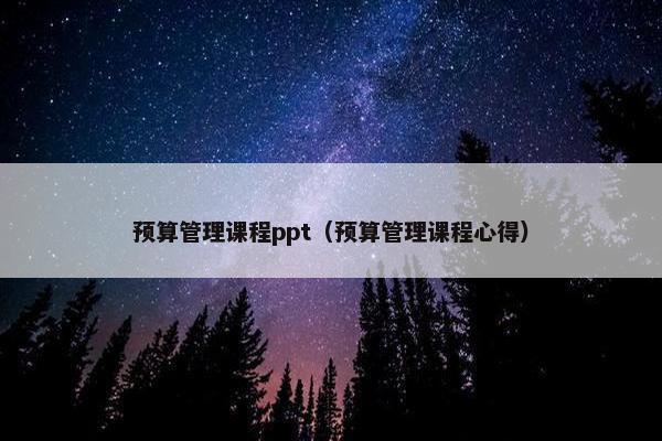 预算管理课程ppt（预算管理课程心得）