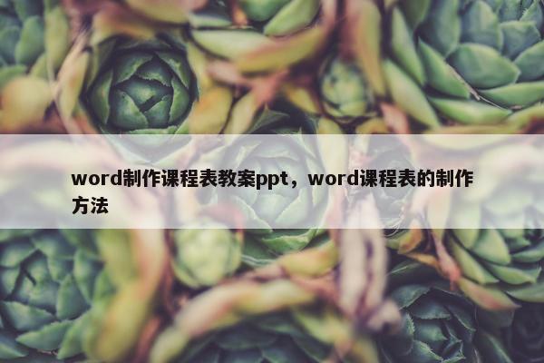 word制作课程表教案ppt，word课程表的制作方法