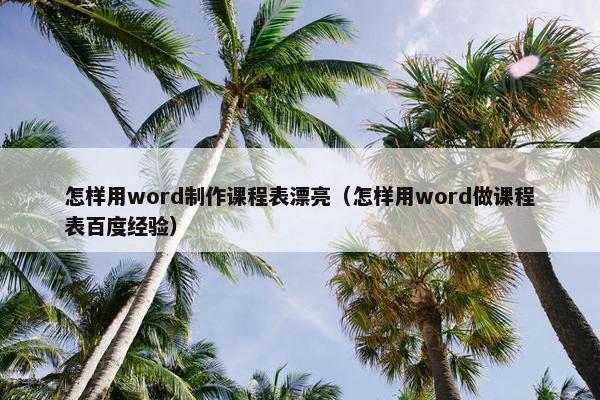 怎样用word制作课程表漂亮（怎样用word做课程表百度经验）