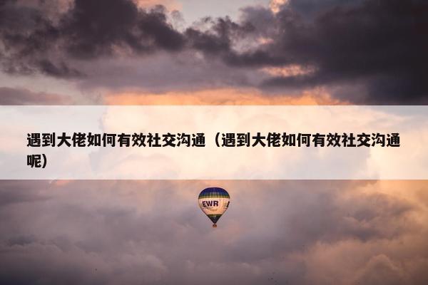 遇到大佬如何有效社交沟通（遇到大佬如何有效社交沟通呢）
