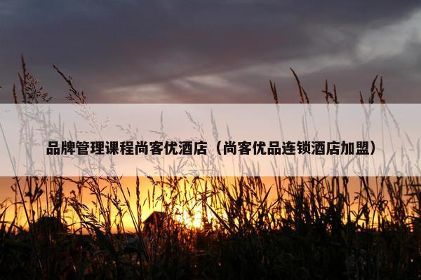 品牌管理课程尚客优酒店（尚客优品连锁酒店加盟）
