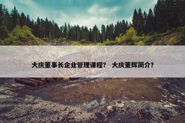 大庆董事长企业管理课程？ 大庆董辉简介？