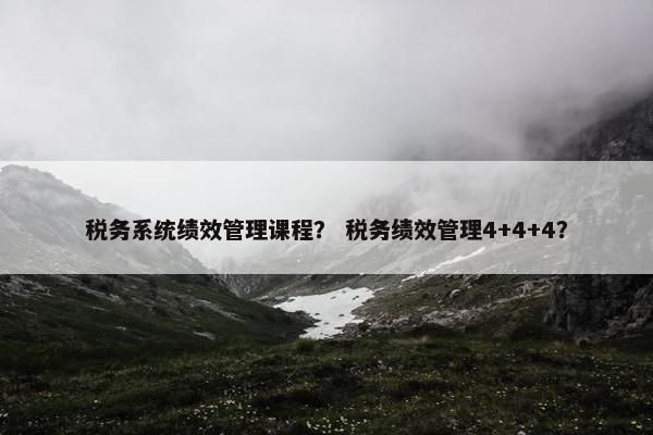 税务系统绩效管理课程？ 税务绩效管理4+4+4？