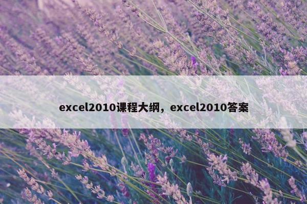 excel2010课程大纲，excel2010答案
