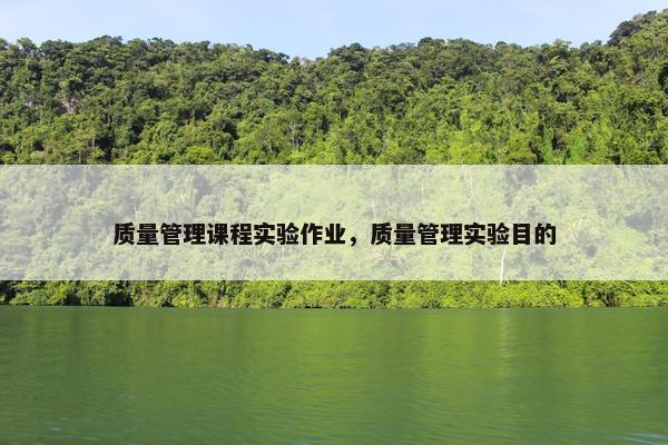 质量管理课程实验作业，质量管理实验目的