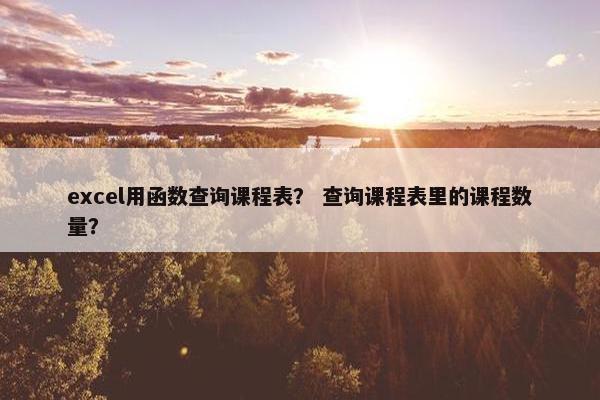 excel用函数查询课程表？ 查询课程表里的课程数量？