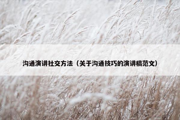 沟通演讲社交方法（关于沟通技巧的演讲稿范文）
