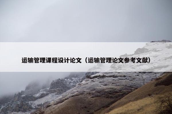 运输管理课程设计论文（运输管理论文参考文献）