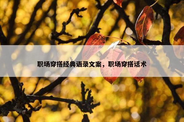职场穿搭经典语录文案，职场穿搭话术