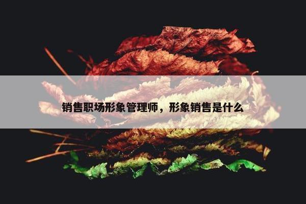 销售职场形象管理师，形象销售是什么
