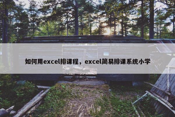 如何用excel排课程，excel简易排课系统小学