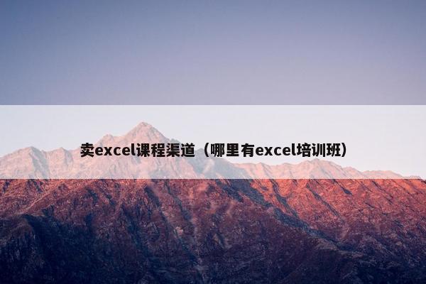 卖excel课程渠道（哪里有excel培训班）