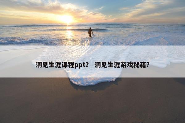 洞见生涯课程ppt？ 洞见生涯游戏秘籍？