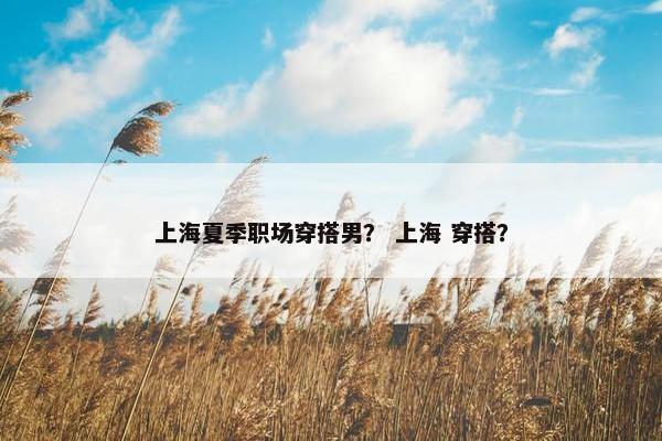 上海夏季职场穿搭男？ 上海 穿搭？