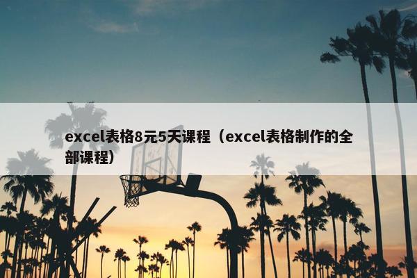 excel表格8元5天课程（excel表格制作的全部课程）