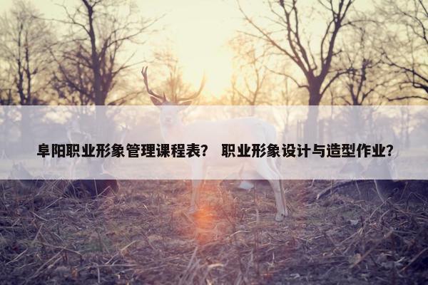 阜阳职业形象管理课程表？ 职业形象设计与造型作业？