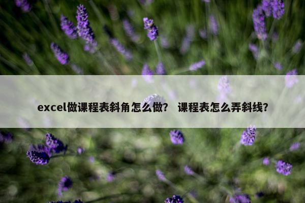 excel做课程表斜角怎么做？ 课程表怎么弄斜线？