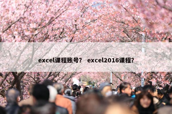 excel课程账号？ excel2016课程？