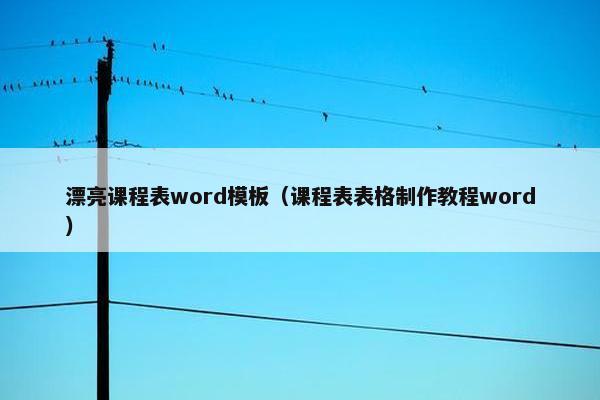 漂亮课程表word模板（课程表表格制作教程word）