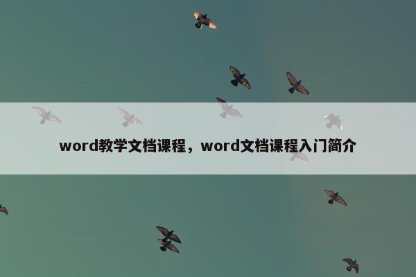 word教学文档课程，word文档课程入门简介