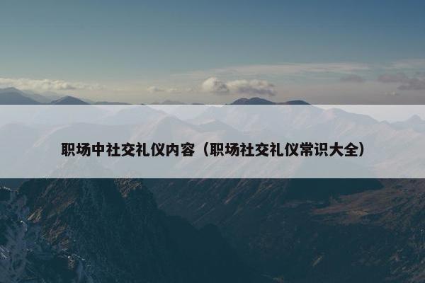 职场中社交礼仪内容（职场社交礼仪常识大全）