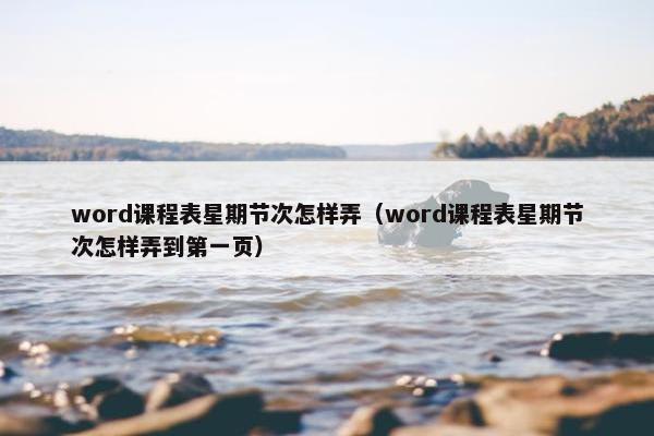 word课程表星期节次怎样弄（word课程表星期节次怎样弄到第一页）