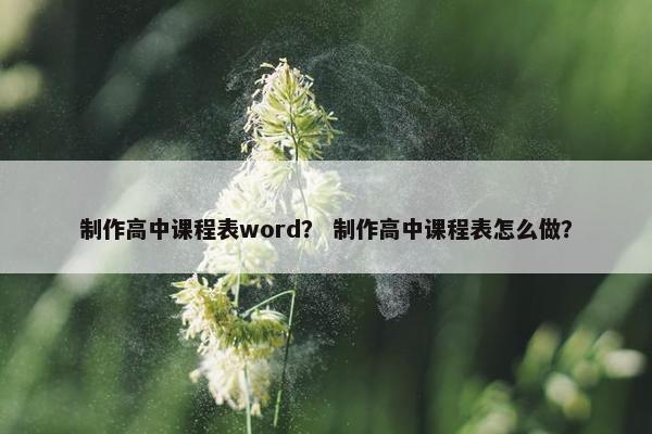 制作高中课程表word？ 制作高中课程表怎么做？