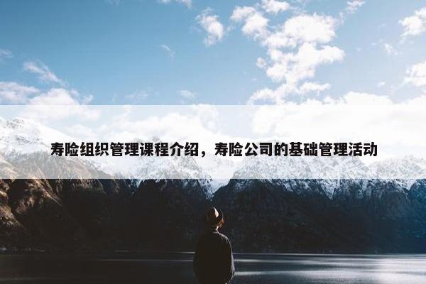 寿险组织管理课程介绍，寿险公司的基础管理活动
