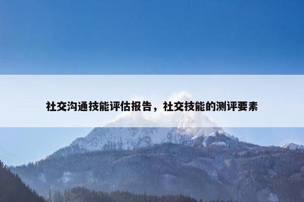社交沟通技能评估报告，社交技能的测评要素