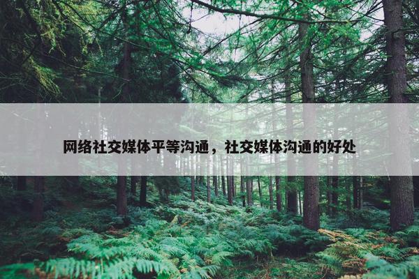 网络社交媒体平等沟通，社交媒体沟通的好处