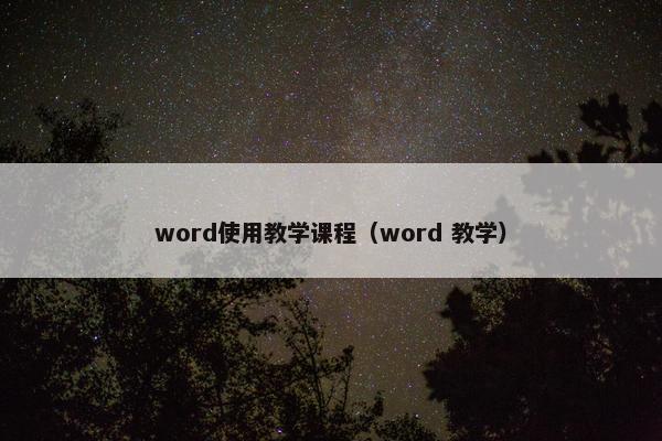 word使用教学课程（word 教学）