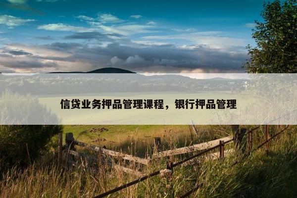 信贷业务押品管理课程，银行押品管理