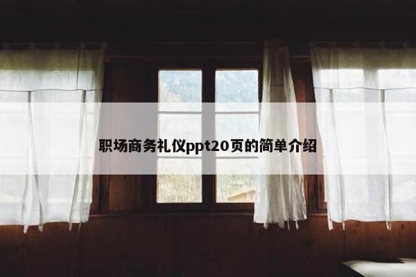 职场商务礼仪ppt20页的简单介绍