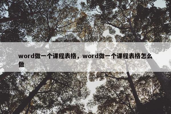 word做一个课程表格，word做一个课程表格怎么做