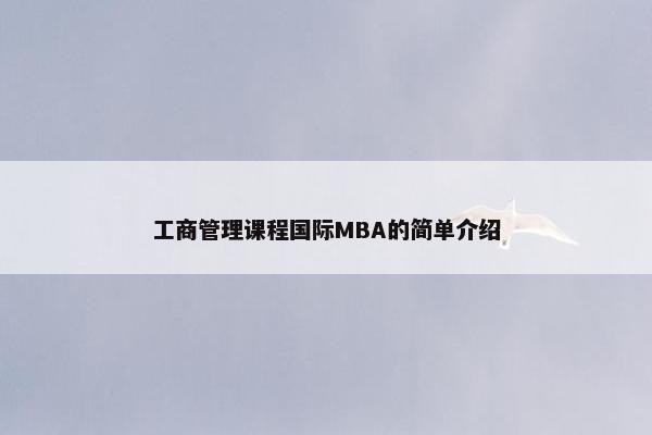 工商管理课程国际MBA的简单介绍