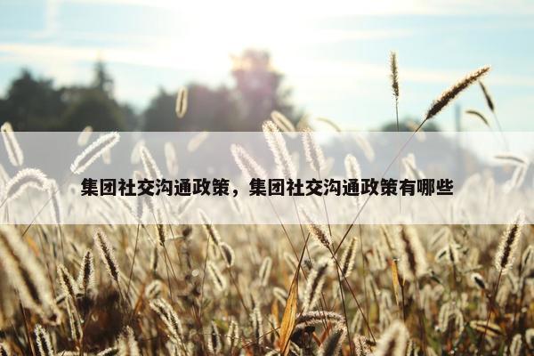 集团社交沟通政策，集团社交沟通政策有哪些