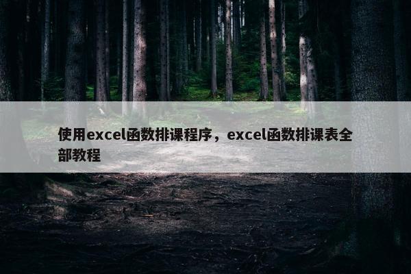 使用excel函数排课程序，excel函数排课表全部教程
