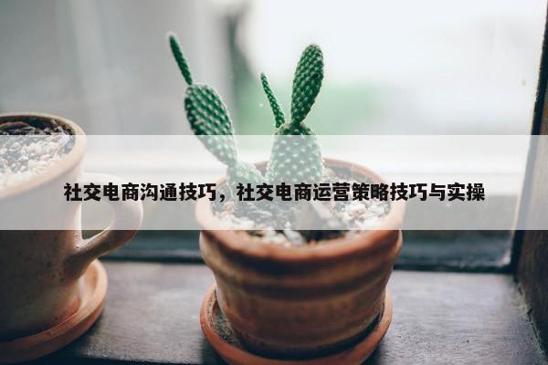社交电商沟通技巧，社交电商运营策略技巧与实操