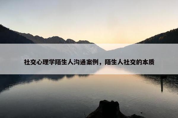 社交心理学陌生人沟通案例，陌生人社交的本质